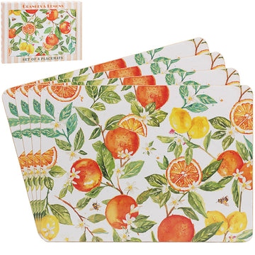 4Pcs Oranges & Lemons Cork Placemat Set