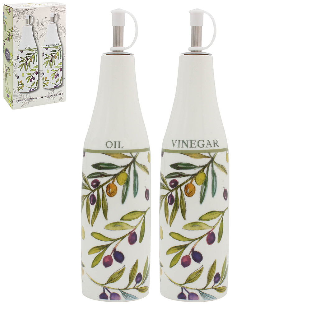 Olive Grove Oil Vinegar Ceramic Bottles Set