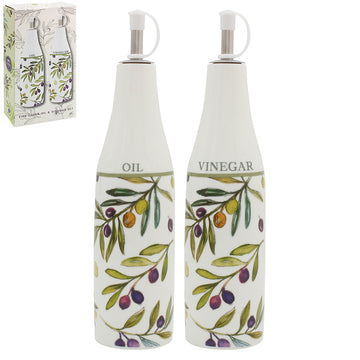 Olive Grove Oil Vinegar Ceramic Bottles Set