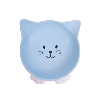 Blue Cat Bowl Kitten Face Design