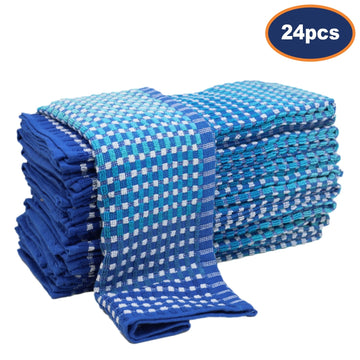 24pcs Two Tone Kitchen Tea Towel Set - Blue