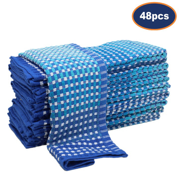48pcs Two Tone Kitchen Tea Towel Set - Blue