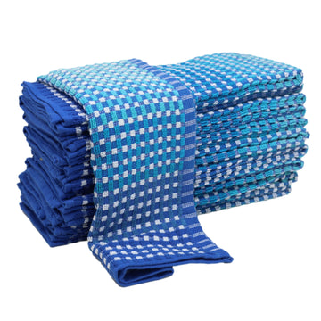 12pk Two Tone Kitchen Tea Towel Set - Blue