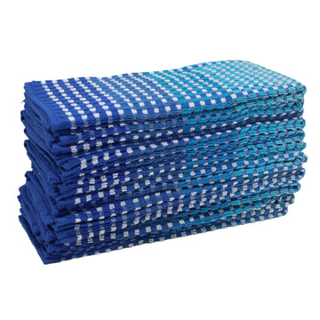 12pk Two Tone Kitchen Tea Towel Set - Blue