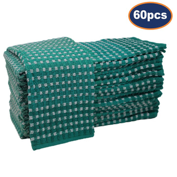 60pcs Two Tone Kitchen Tea Towel Set - Green