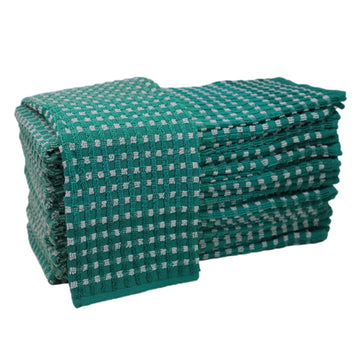 12pk Two Tone Kitchen Tea Towel Set - Green