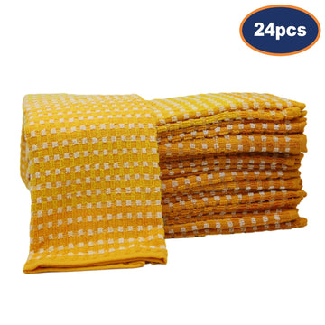 24pcs Two Tone Kitchen Tea Towel Set - Ochre Yellow