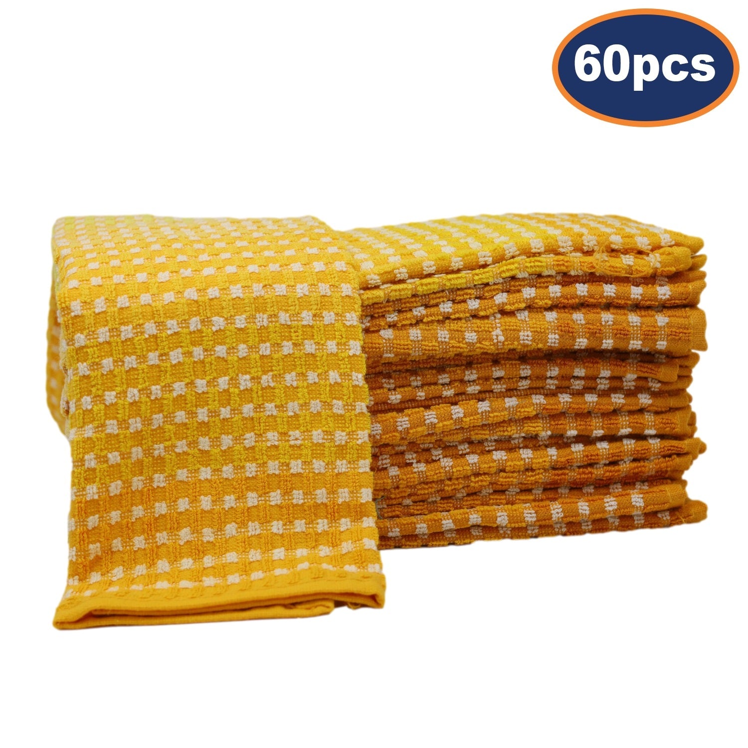 60pcs Two Tone Kitchen Tea Towel Set - Ochre Yellow