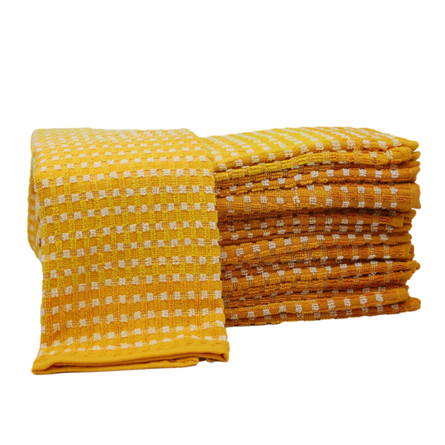 12pk Two Tone Kitchen Tea Towel Set - Ochre Yellow