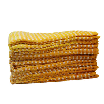 12pk Two Tone Kitchen Tea Towel Set - Ochre Yellow