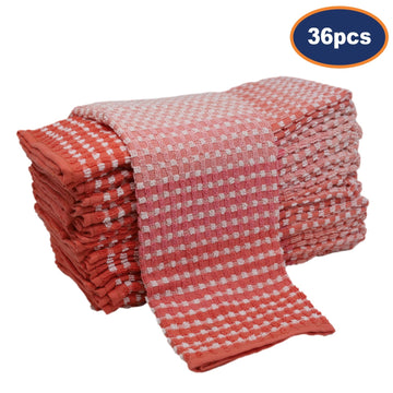 36pcs Two Tone Kitchen Tea Towel Set - Red
