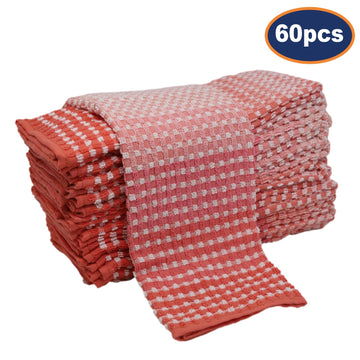 60pcs Two Tone Kitchen Tea Towel Set - Red