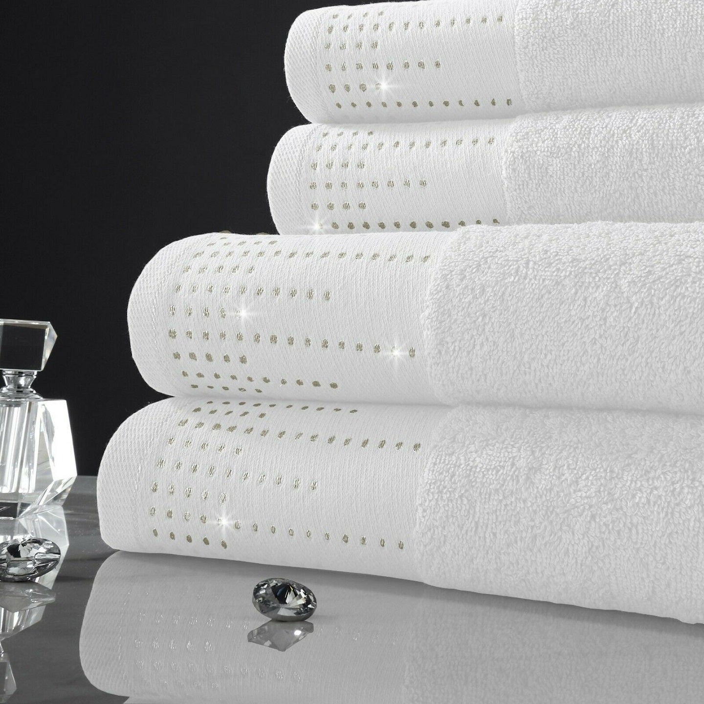 White Luxury Shimmer 100% Cotton Bath Towel