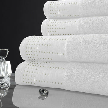 White Luxury Shimmer 100% Cotton Bath Towel