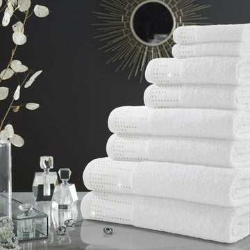 White Luxury Shimmer 100% Cotton Bath Towel