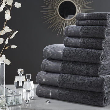 2pc Shimmer Face Towel Charcoal