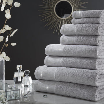Grey Luxury Shimmer 100% Cotton Bath Towel