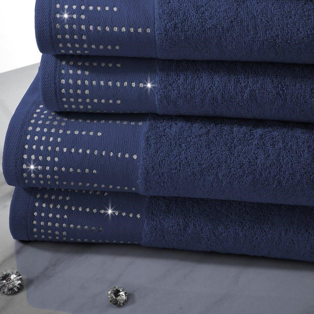 2pc Shimmer Face Towel Navy Blue