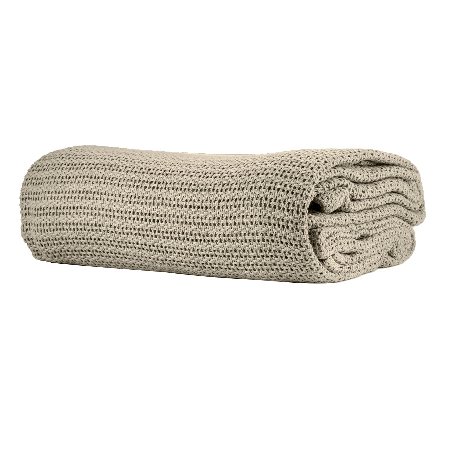 100% Cotton Cellular Blanket with Plain Hemmed Finish - Natural
