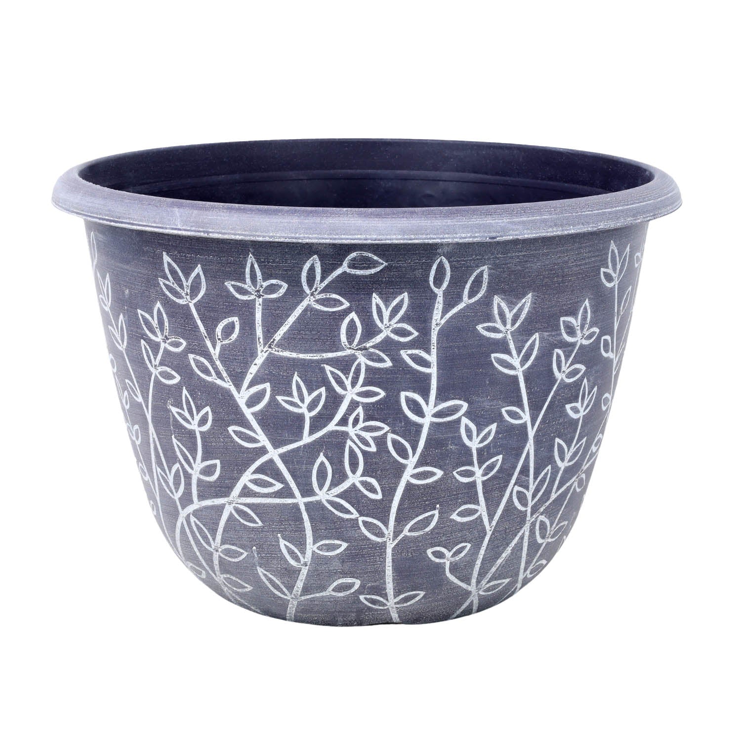 30cm Grey & White  Round Plastic Serenity Pot Planter