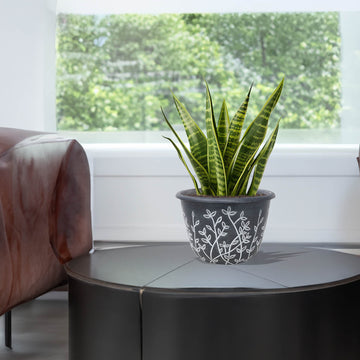 25cm Black & White Round Plastic Serenity Pot Planter