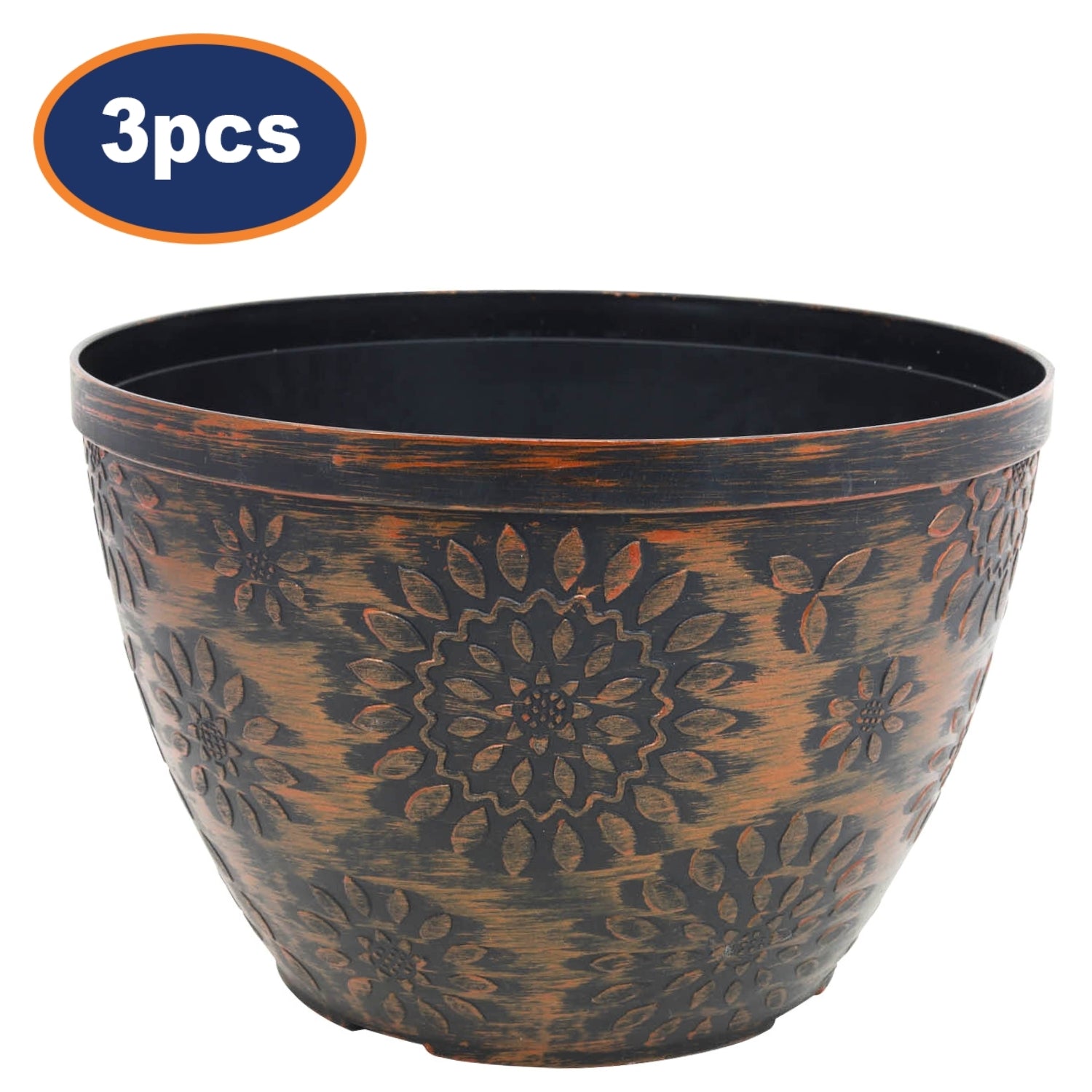 3Pcs 25cm Black Chengdu Pot Copper Brush Effect