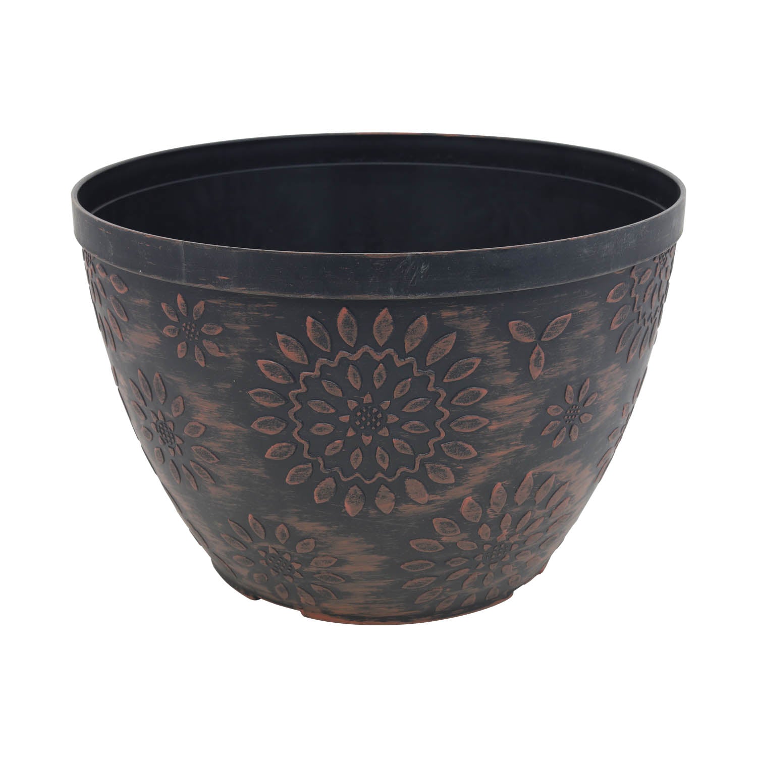 25cm Black Chengdu Pot Terracotta Brush Effect