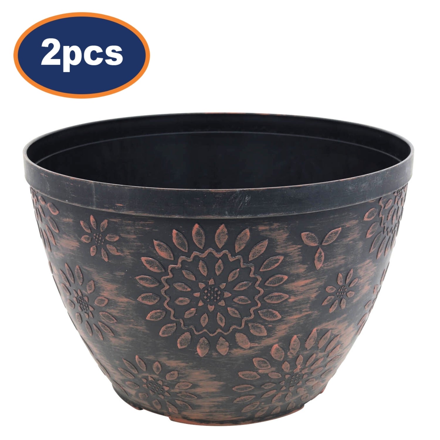 2Pcs 25cm Black Chengdu Pot Terracotta Brush Effect