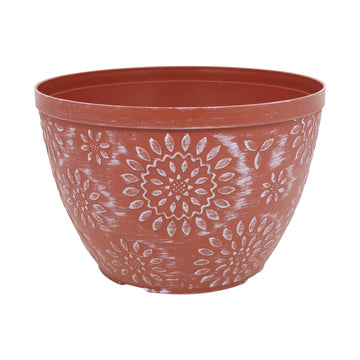 25cm Brown Chengdu Pot Terracotta White Brush Effect