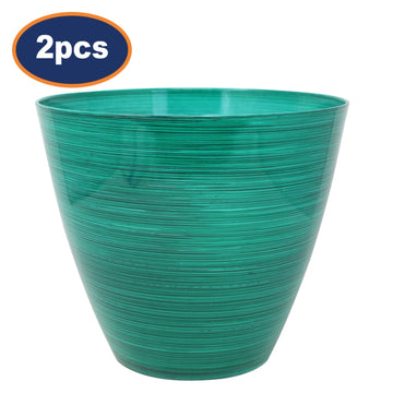 2Pcs 20cm Round Plastic Savannah Planter Forest Green Gloss