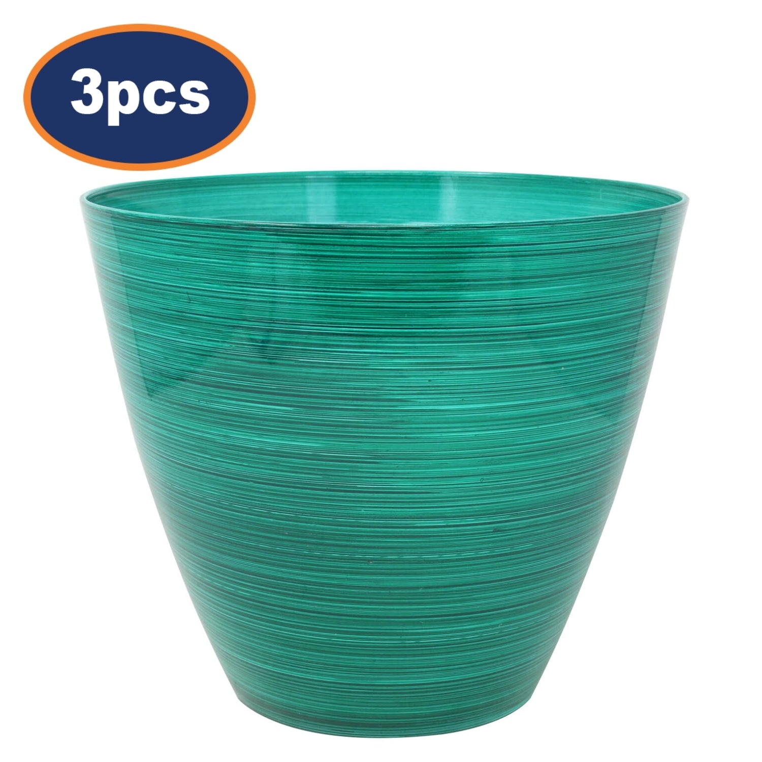 3Pcs 20cm Round Plastic Savannah Planter Forest Green Gloss