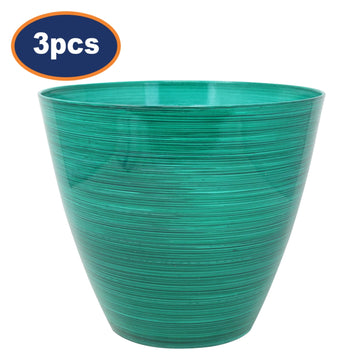 3Pcs 20cm Round Plastic Savannah Planter Forest Green Gloss