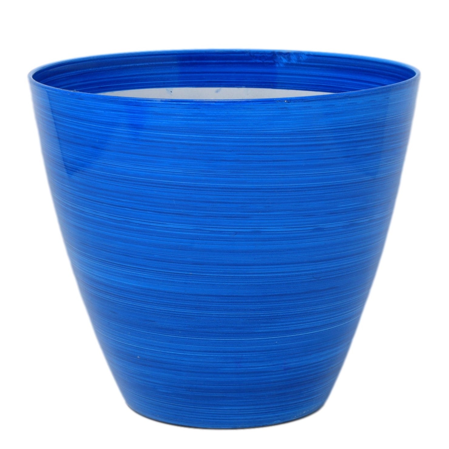 25cm Round Plastic Savannah Planter Ocean Blue Gloss