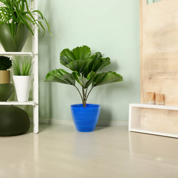 25cm Round Plastic Savannah Planter Ocean Blue Gloss