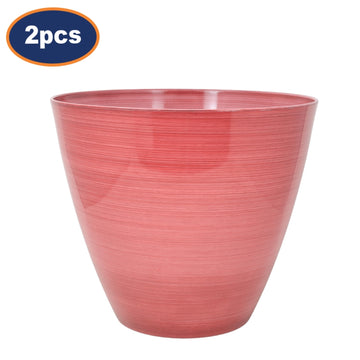 2Pcs 20cm Gloss Pink Round Plastic Savannah Pot Planter