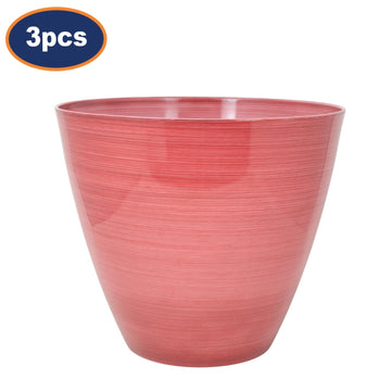 3Pcs 20cm Gloss Pink Round Plastic Savannah Pot Planter