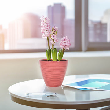 2Pcs 20cm Gloss Pink Round Plastic Savannah Pot Planter