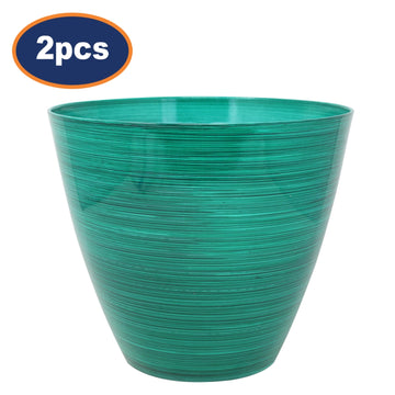 2Pcs 25cm Round Plastic Savannah Planter Forest Green Gloss