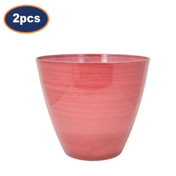 2Pcs 25cm Gloss Pink Round Plastic Savannah Pot Planter