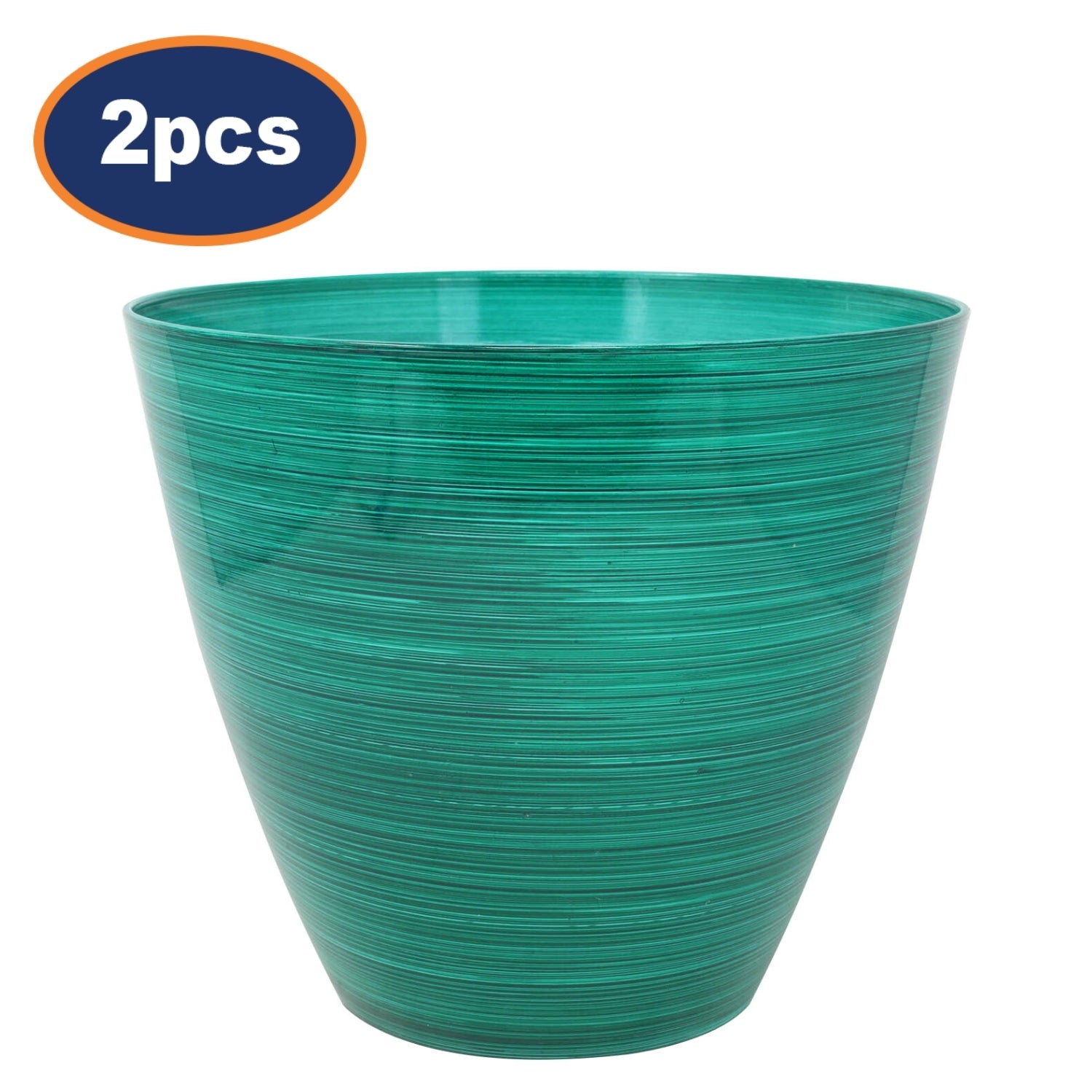 2Pcs 30cm Round Plastic Savannah Planter Forest Green Gloss