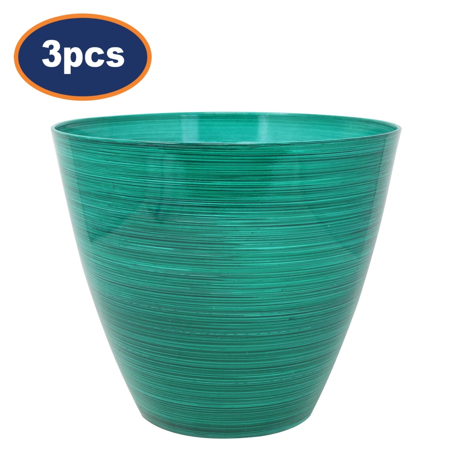 3Pcs 30cm Round Plastic Savannah Planter Forest Green Gloss