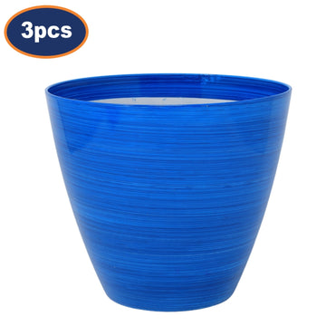 3Pcs 30cm Ocean Blue Gloss Round Plastic Savannah Planter
