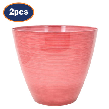2Pcs 30cm Gloss Pink Round Plastic Savannah Pot Planters