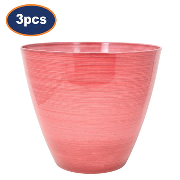 3Pcs 30cm Gloss Pink Round Plastic Savannah Pot Planters