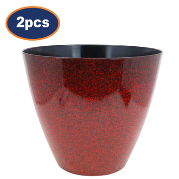 2Pcs 30cm Cherry Red Fusion Savannah Round Plastic Planter