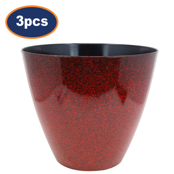 3Pcs 30cm Cherry Red Fusion Savannah Round Plastic Planter