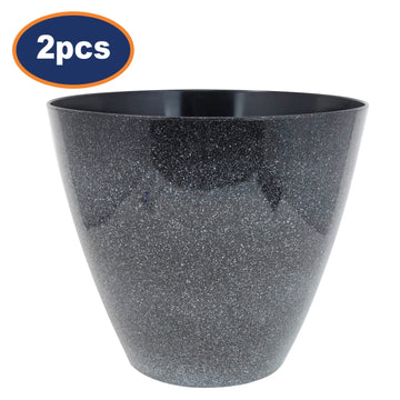 2Pcs 30cm Windswept Fusion Savannah Round Plastic Planter