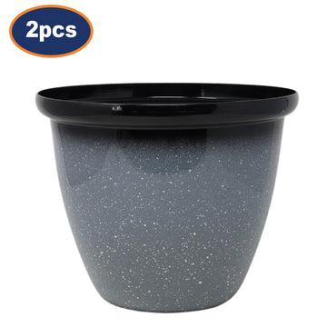 2Pcs 25cm Grey Gloss Round Plastic Honey Pot Planter