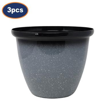3Pcs 25cm Grey Gloss Round Plastic Honey Pot Planter
