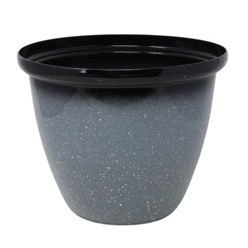 25cm Round Plastic Honey Pot Planter Grey Gloss